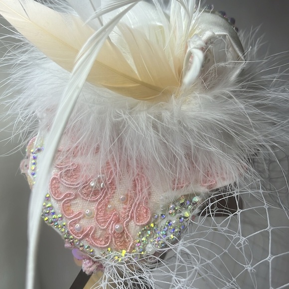 FASCINATOR BIRDCAGE VEIL “MARIE ANTOINETTE” #1036 CUSTOM MADE main image 13